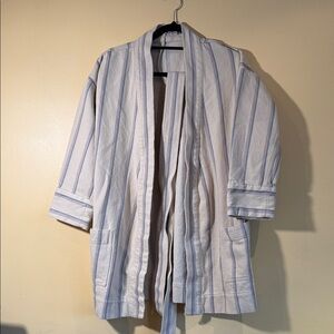 Faherty linen-cotton blend short robe